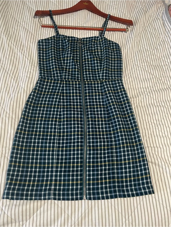 Aeropostale Dresses & Skirts - Aeropostale Green Plaid Zip-Front Mini Dress